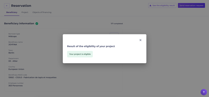 [DE] vue distributeur - écran validation déligibilité (EN)